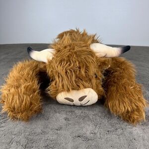 Pulse of Potential Hallie the Highland Cow Weighted Plush Brown Shaggy Animal